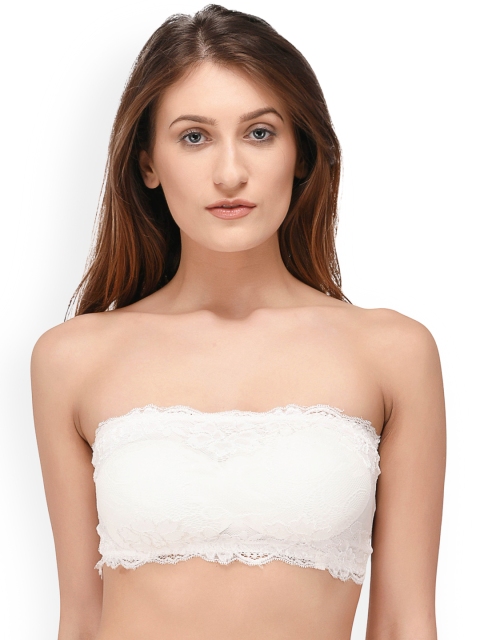 

Quttos White Lace Non-Wired Lightly Padded Bandeau Bra QTBR20402036B