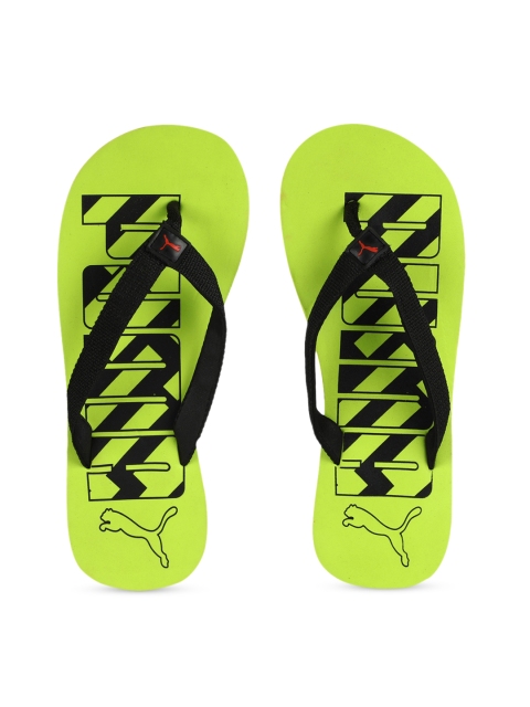

Puma Unisex Fluorescent Green & Black Printed Thong Flip-Flops