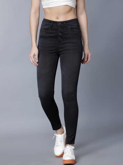 

Tokyo Talkies Women Black Super Skinny Fit Mid-Rise Clean Look Stretchable Jeans