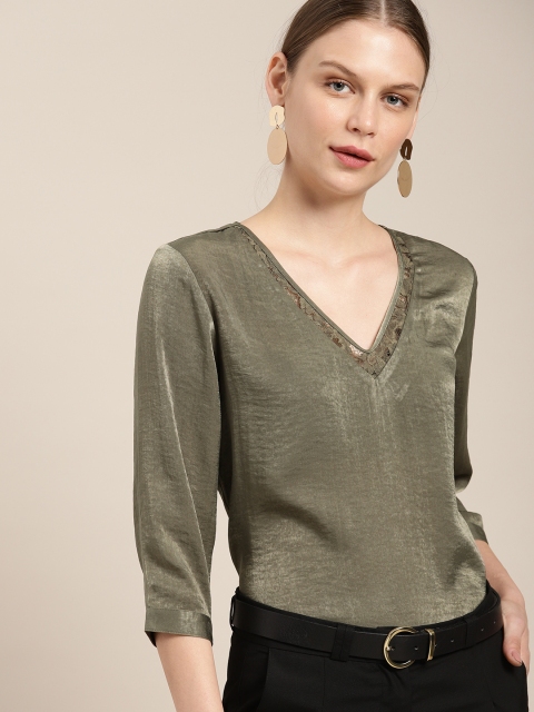 

her by invictus Women Olive Green Solid Top