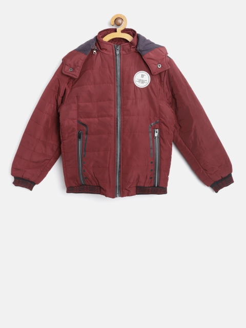 

Fort Collins Boys Maroon Solid Hooded Bomber Jacket