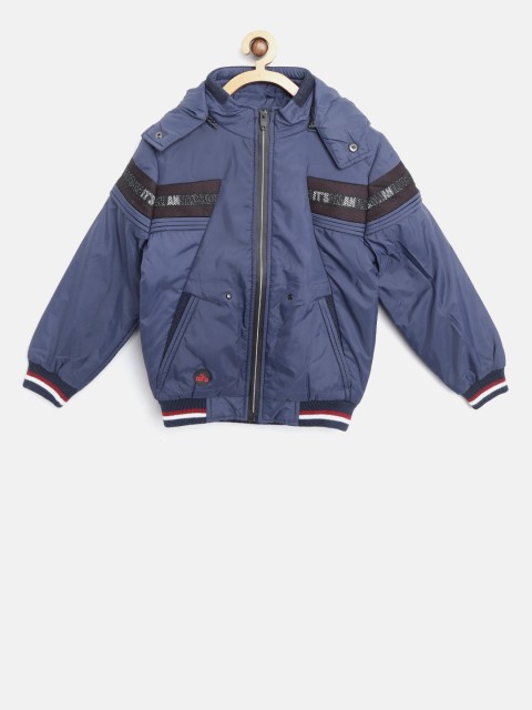 

Fort Collins Boys Navy Solid Hooded Bomber Jacket, Navy blue