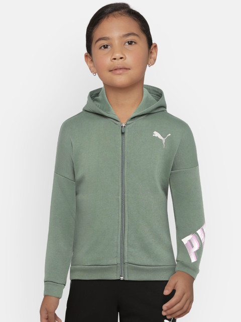 

Puma Girls Green Solid Style FZ Hoody Jacket, Olive