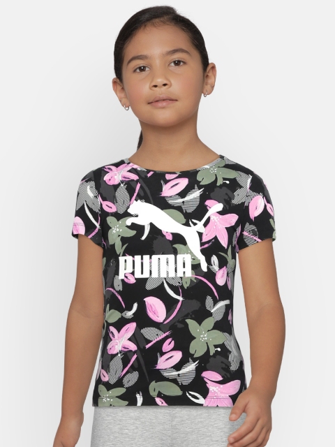 

Puma Girls Black & Green Printed Classics AOP Round Neck T-shirt