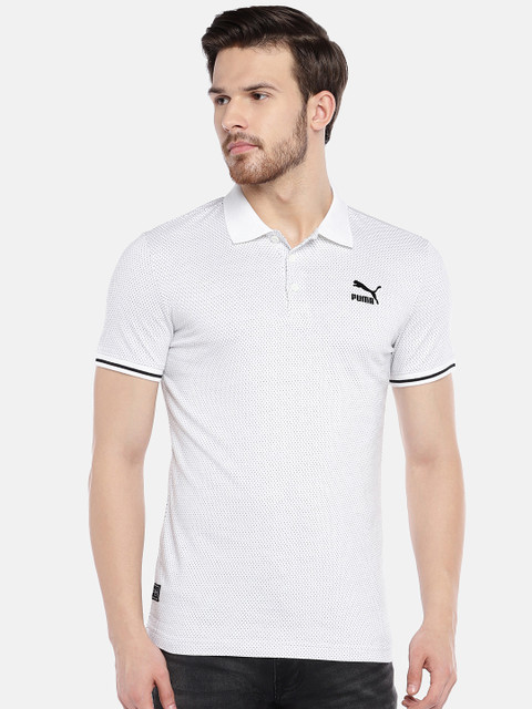 

Puma Men White Self Design Polo Collar T-shirt