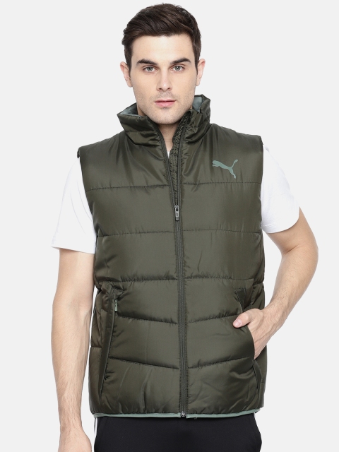 

Puma Men Olive Green Solid Puffer Jacket