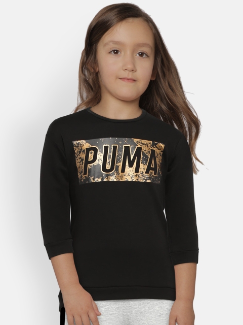 

Puma Girls Black Printed Style Long Crew G Sweatshirt