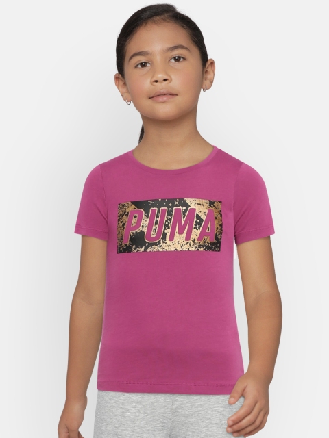 

Puma Girls Magenta Printed Round Neck Style Graphic T-shirt