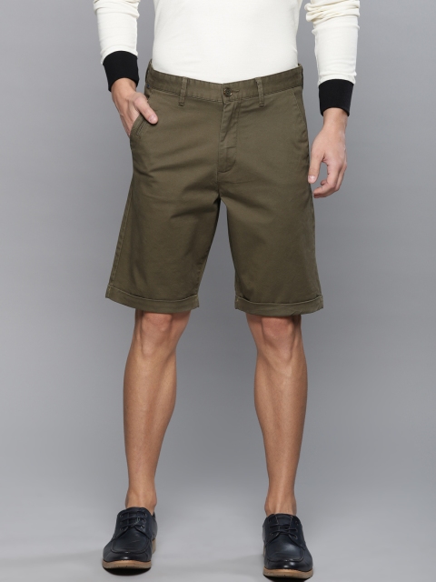 

Louis Philippe Sport Men Olive Green Solid Slim Fit Chino Shorts