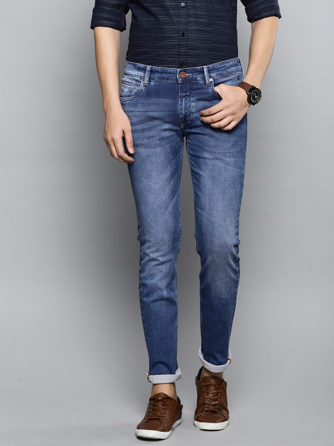 

Louis Philippe Jeans Men Blue Matt Slim Fit Low-Rise Clean Look Stretchable Jeans