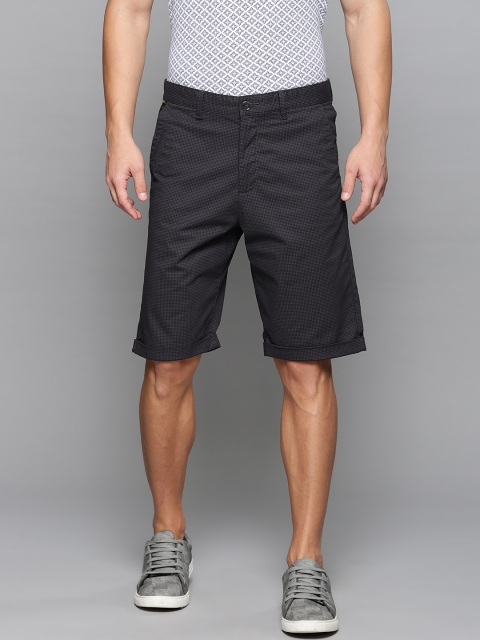 

Louis Philippe Sport Men Black Checked Slim Fit Chino Shorts