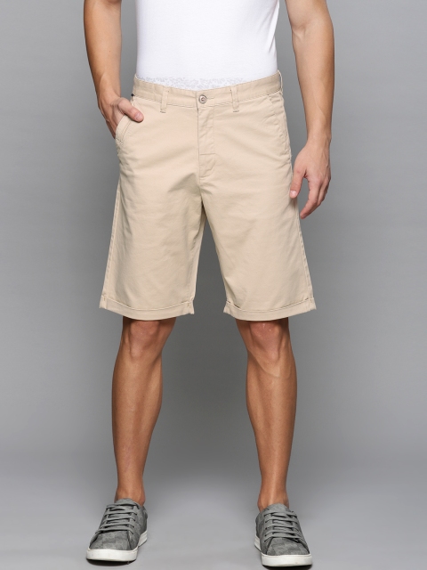 Louis Philippe Sport Men Beige Solid Slim Fit Chino Shorts