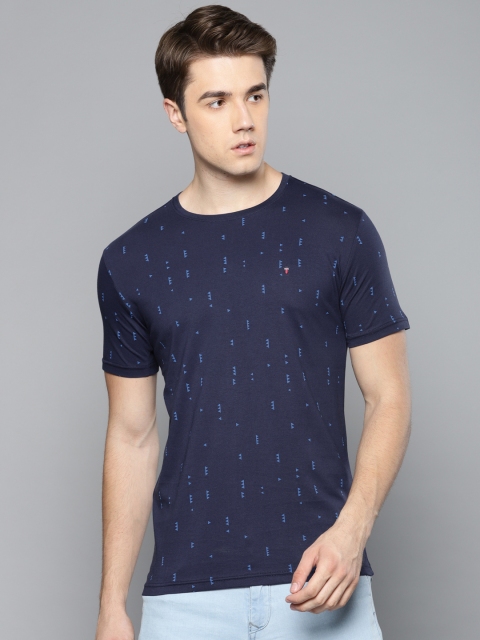 

Louis Philippe Jeans Men Navy Blue Printed Round Neck T-shirt