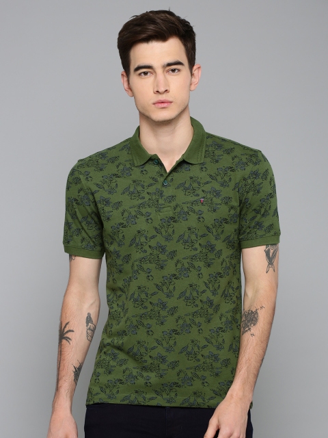 

Louis Philippe Jeans Men Green Printed Polo Collar Slim Fit T-shirt
