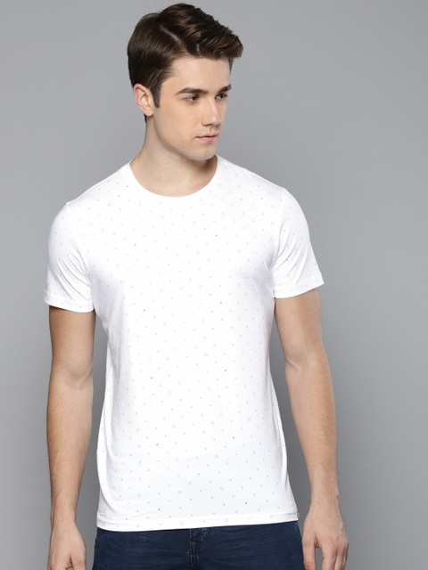 

Louis Philippe Jeans Men White Printed Round Neck T-shirt