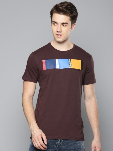 

Louis Philippe Jeans Men Brown Printed Round Neck T-shirt
