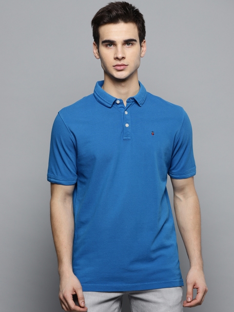 

Louis Philippe Jeans Men Blue Solid Polo Collar T-shirt