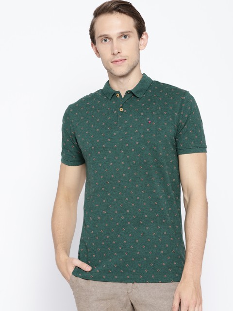 

Louis Philippe Jeans Men Green Printed Polo Collar T-shirt