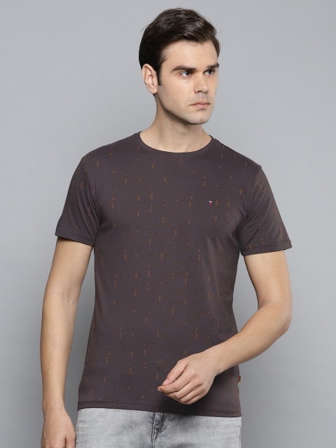 

Louis Philippe Jeans Men Brown Printed Slim Fit Round Neck T-shirt