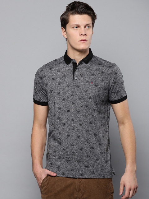 

Louis Philippe Jeans Men Charcoal Grey Printed Polo Collar T-shirt