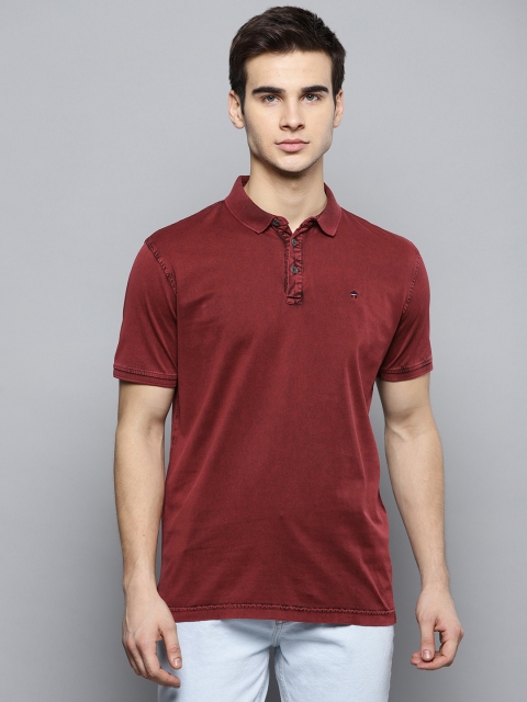 

Louis Philippe Jeans Men Maroon Solid Polo Collar T-shirt