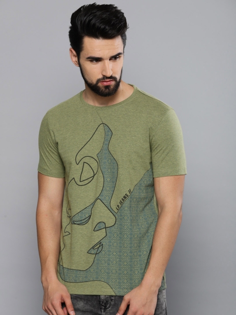 

Louis Philippe Jeans Men Green Printed Round Neck T-shirt