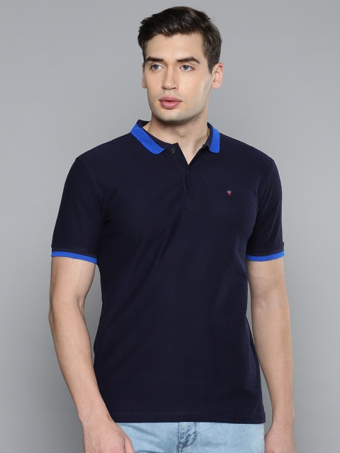 

Louis Philippe Jeans Men Navy Blue Solid Polo Collar T-shirt