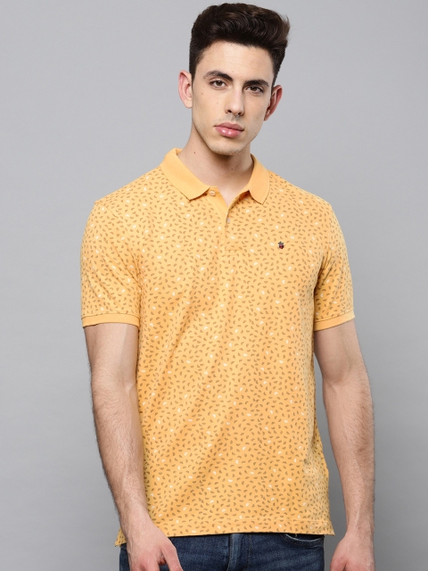 

Louis Philippe Jeans Men Yellow Printed Polo Collar T-shirt