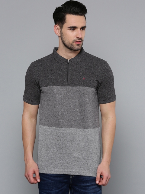 

Louis Philippe Jeans Men Grey Striped T-shirt