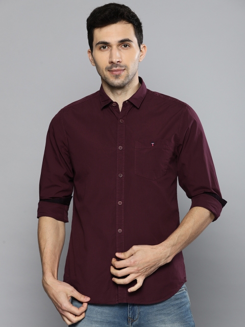 

Louis Philippe Jeans Men Wine-Coloured Slim Fit Solid Casual Shirt, Burgundy