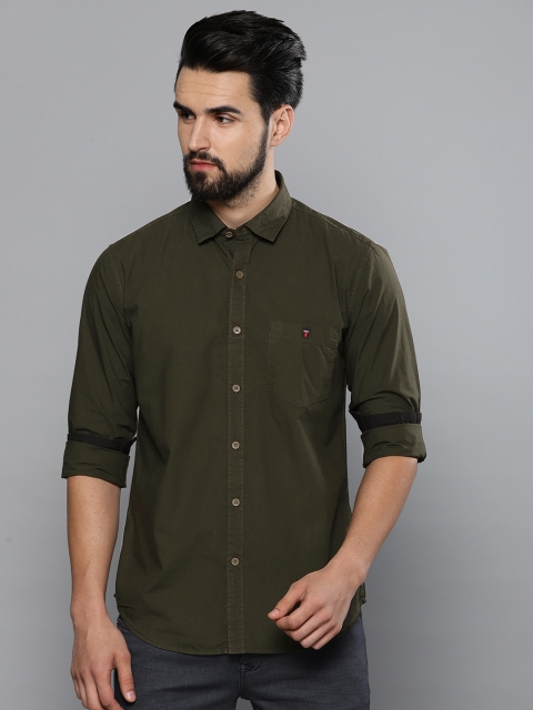 

Louis Philippe Jeans Men Olive Green Slim Fit Solid Casual Shirt