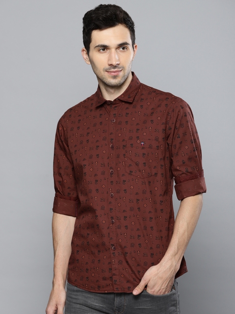 

Louis Philippe Jeans Men Brown Slim Fit Printed Casual Shirt