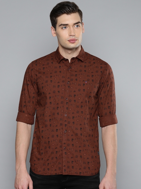

Louis Philippe Jeans Men Brown Slim Fit Printed Casual Shirt