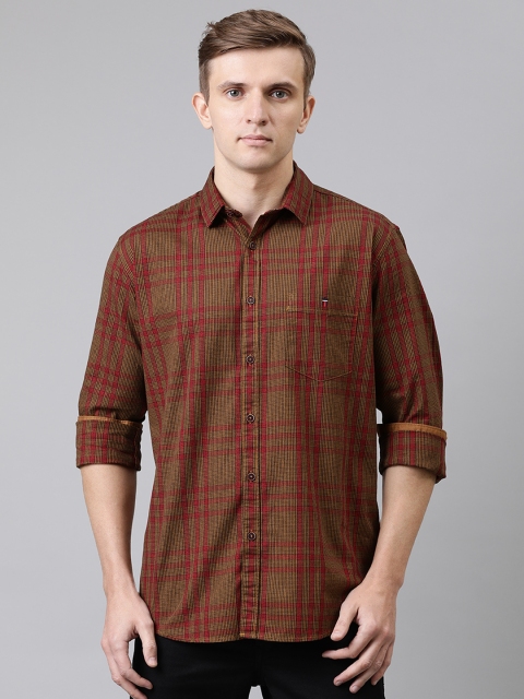 

Louis Philippe Jeans Men Brown & Red Slim Fit Checked Casual Shirt