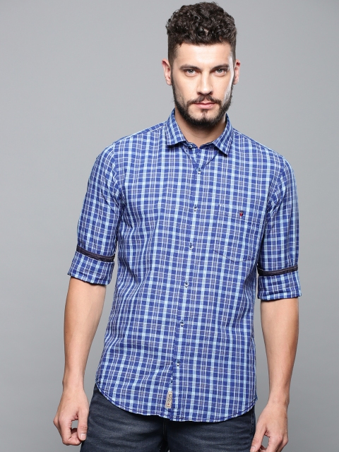 

Louis Philippe Jeans Men Blue Super Slim Fit Checked Casual Shirt
