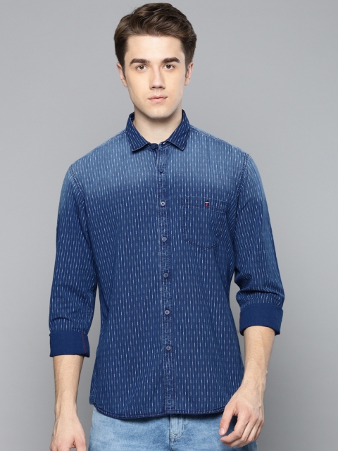 

Louis Philippe Jeans Men Blue Slim Fit Striped Casual Shirt
