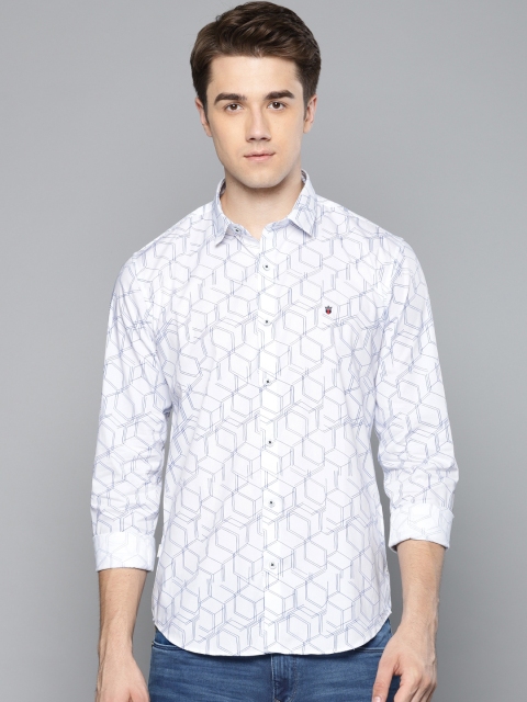 

Louis Philippe Jeans Men White & Blue Slim Fit Printed Casual Shirt