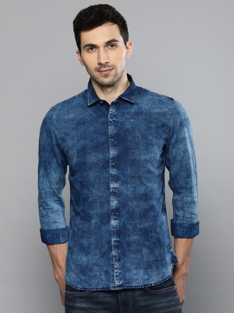 

Louis Philippe Jeans Men Blue Super Slim Fit Checked Casual Shirt