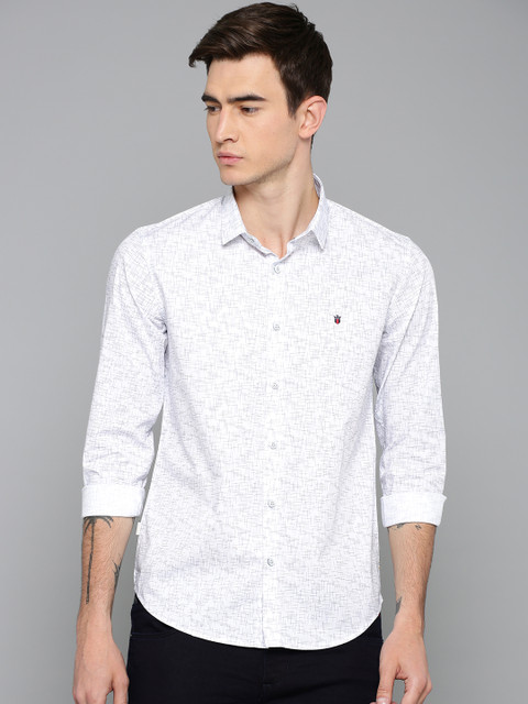 

Louis Philippe Jeans Men White & Blue Slim Fit Printed Casual Shirt