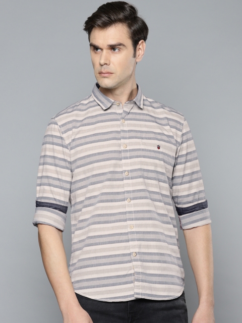 

Louis Philippe Jeans Men Blue & Off-White Super Slim Fit Striped Casual Shirt
