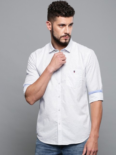 

Louis Philippe Jeans Men White & Blue Self Design Super Slim Fit Solid Casual Shirt