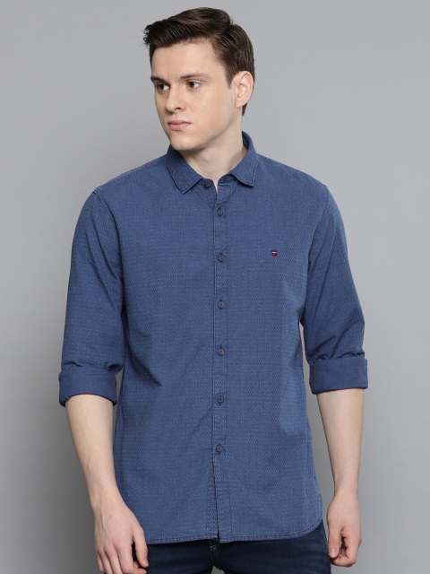 

Louis Philippe Jeans Men Blue Super Slim Fit Self Design Chambray Casual Shirt