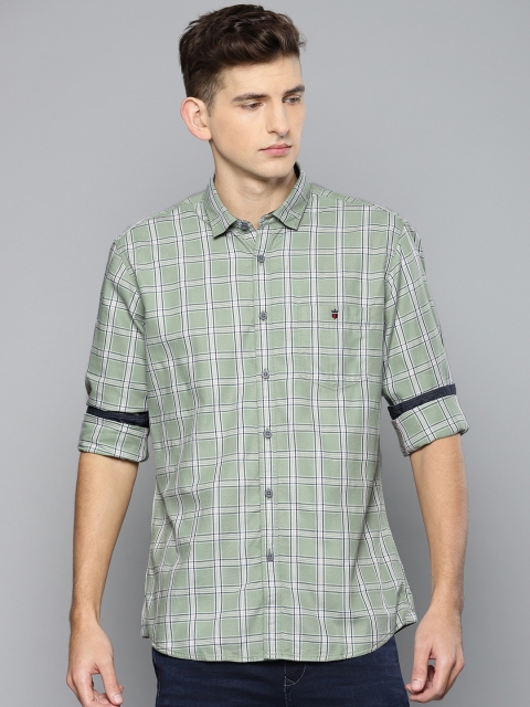 

Louis Philippe Jeans Men Green Slim Fit Checked Casual Shirt