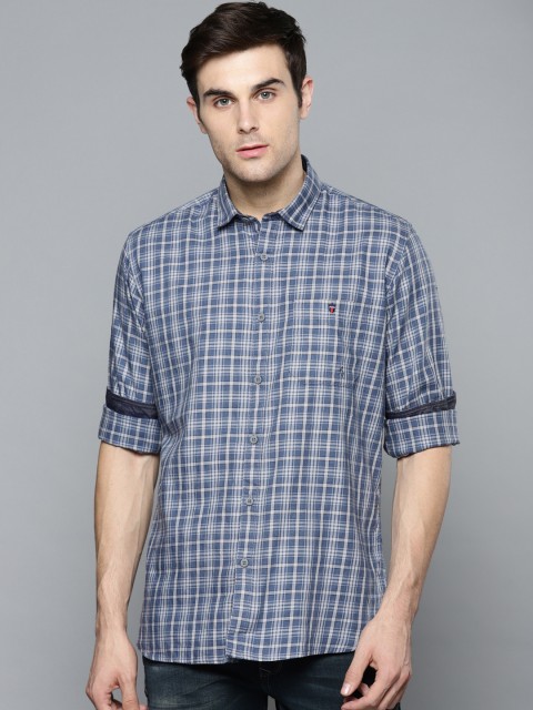 

Louis Philippe Jeans Men Blue & Grey Slim Fit Checked Casual Shirt