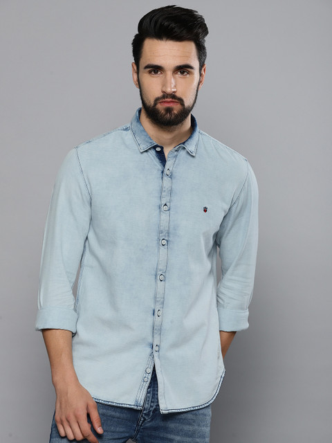 

Louis Philippe Jeans Men Blue Slim Fit Striped Casual Shirt