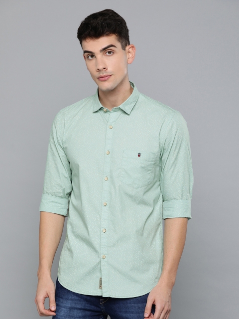 

Louis Philippe Jeans Men Sea Green & White Super Slim Fit Printed Casual Shirt