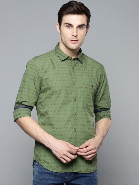 

Louis Philippe Jeans Men Olive Green Super Slim Fit Printed Casual Shirt