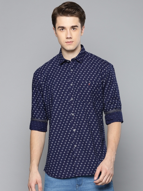 

Louis Philippe Jeans Men Navy Blue Slim Fit Printed Casual Shirt