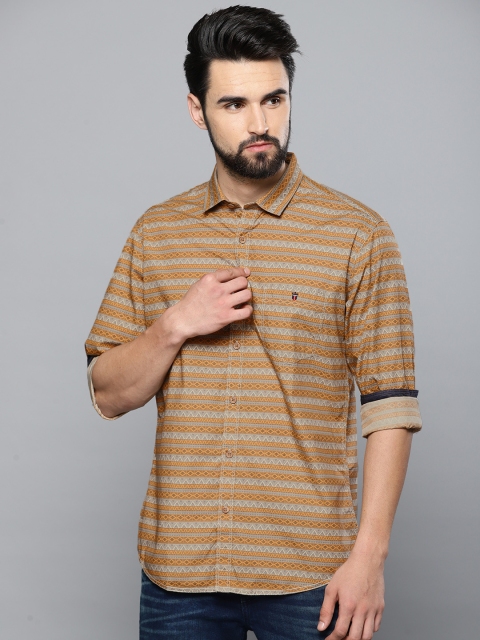

Louis Philippe Jeans Men Beige & Brown Slim Fit Printed Casual Shirt
