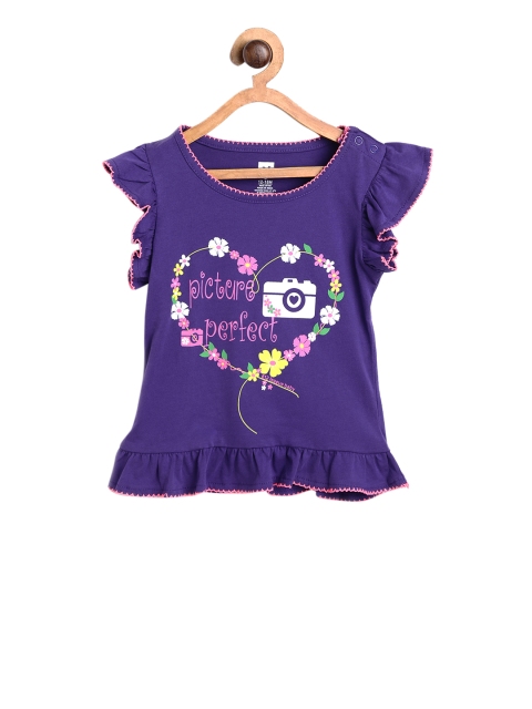 

612 league Girls Purple Printed Top